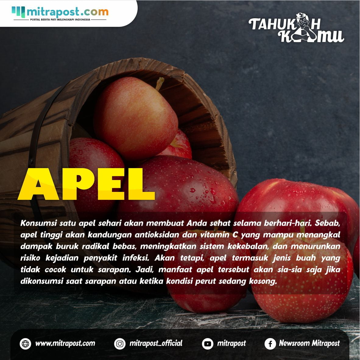 Buah-buahan mengandung ragam nutrisi yang bisa mendatangkan banyak manfaat untuk tubuh. Maka tak heran, buah sering dipilih untuk dikonsumsi saat sarapan dengan harapan bisa membantu memenuhi kebutuhan gizi di pagi hari dan menunjang aktivitas di siang hari.  Konsumsi jenis buah yang tidak baik untuk sarapan, justru bisa menimbulkan keluhan yang akan mengganggu aktivitas Anda. Gejala yang tidak diharapkan dapat terjadi jika Anda memiliki kecenderungan terhadap gangguan kesehatan tertentu.  Lalu, buah-buahan apa saja yang tidak boleh untuk sarapan? Ini dia beberapa di antaranya,