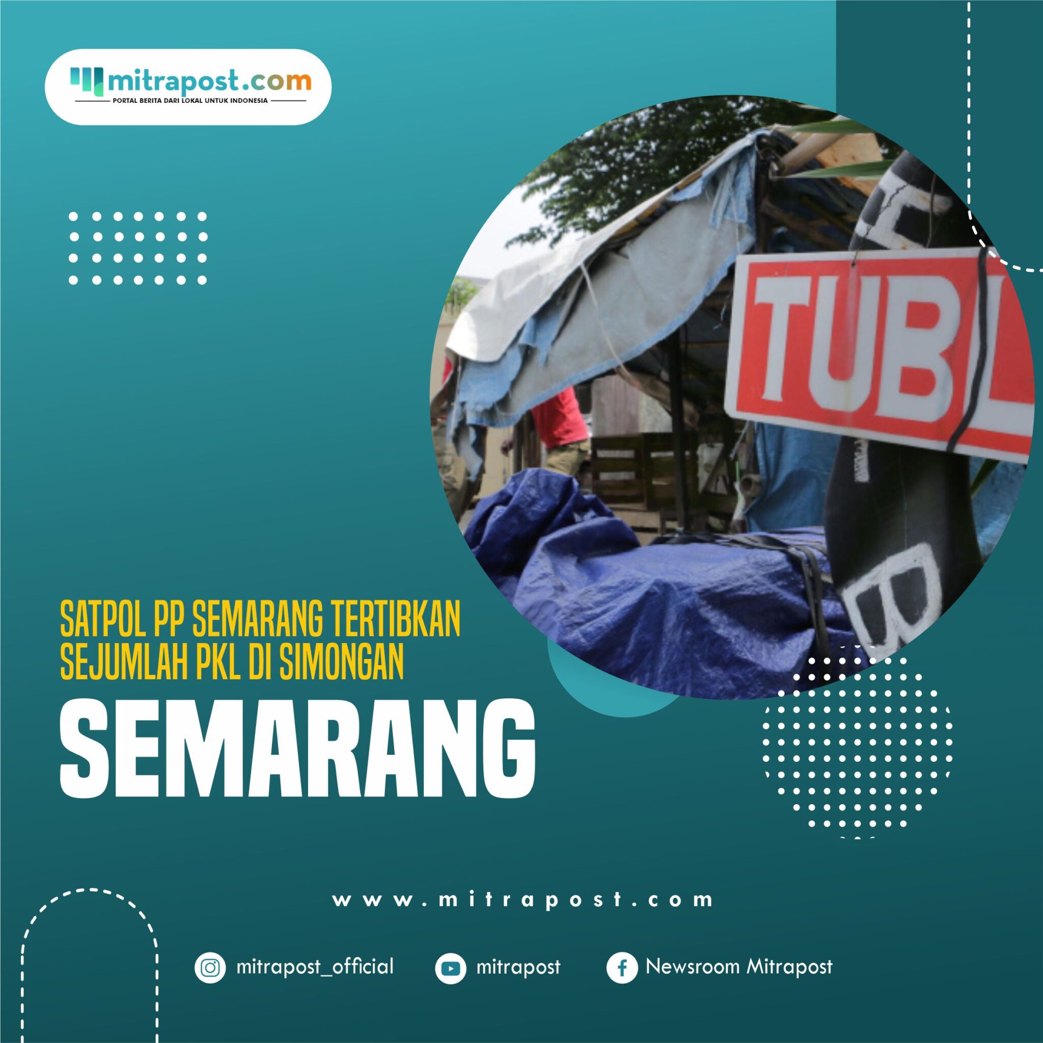 Satpol PP Semarang Tertibkan Sejumlah PKL di Simongan Semarang