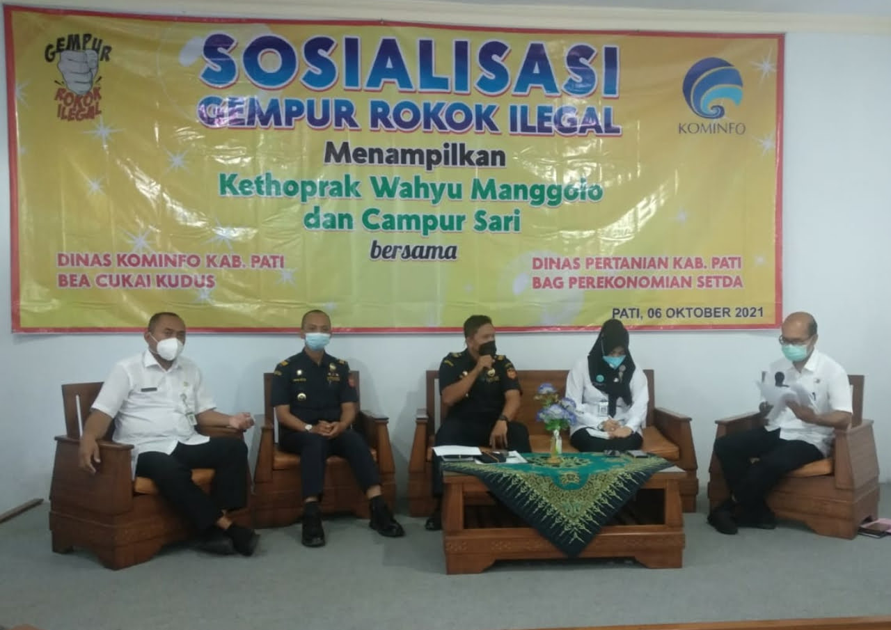 Sosialisasi Gempur Rokok Ilegal, Diskominfo Pati Gandeng Ketoprak Wahyu Manggolo