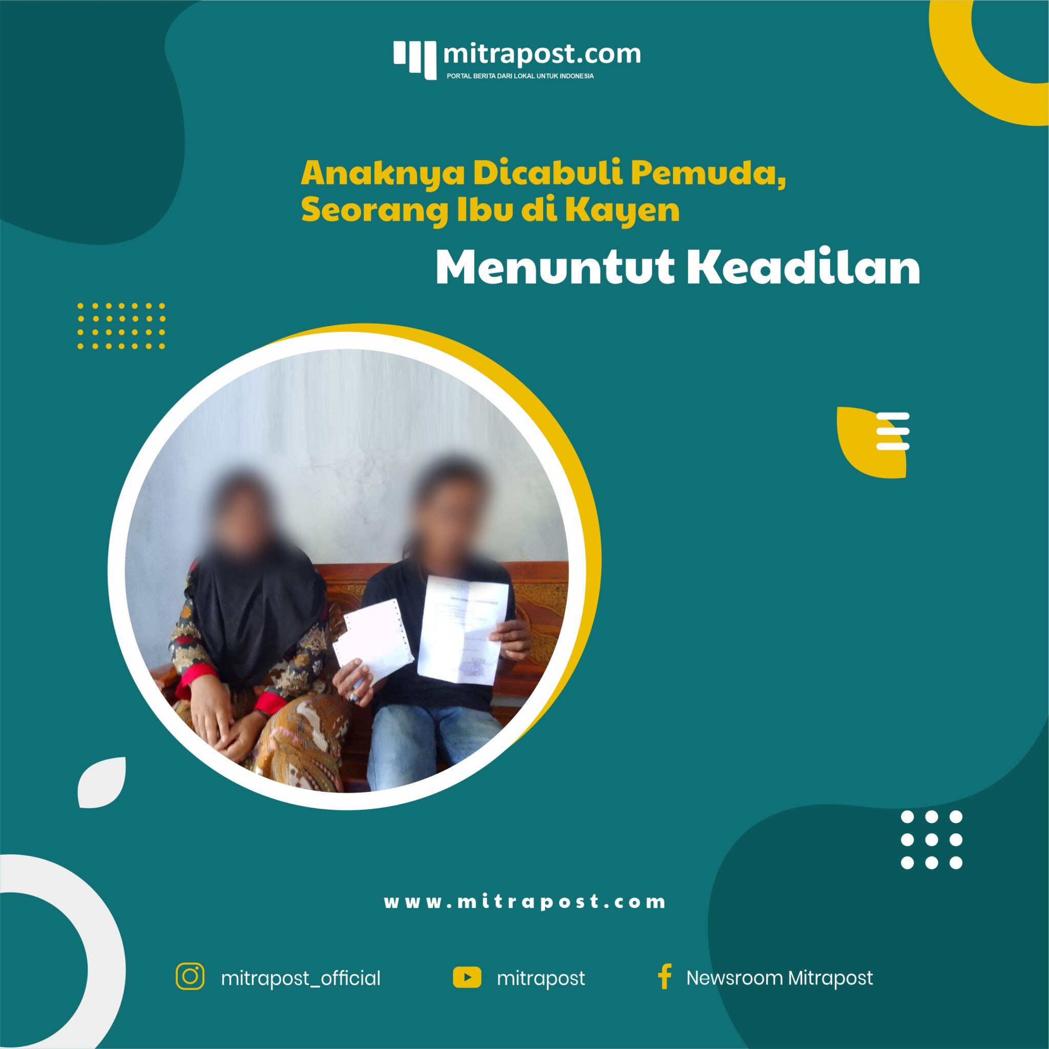 Anaknya Dicabuli Pemuda, Seorang Ibu di Kayen Menuntut Keadilan