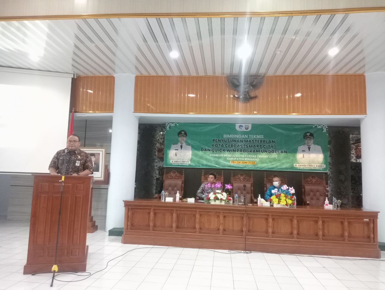 Foto: Wakil Bupati Rembang Gus Hanies beri sambutan Bimbingan Teknik Penyusunan Masterplan Kota Cerdas Smart City /palevioletred-jellyfish-458835.hostingersite.com/Sri Lestari
