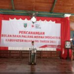 Foto: Kepala PMI Rembang Samsul Anwar saat sambutan di Pendopo Balai Kartini/palevioletred-jellyfish-458835.hostingersite.com/Sri Lestari