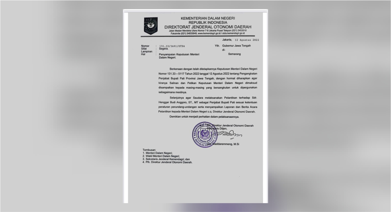Henggar Budi Anggoro akan Dilantik Sebagai Pj Bupati Pati