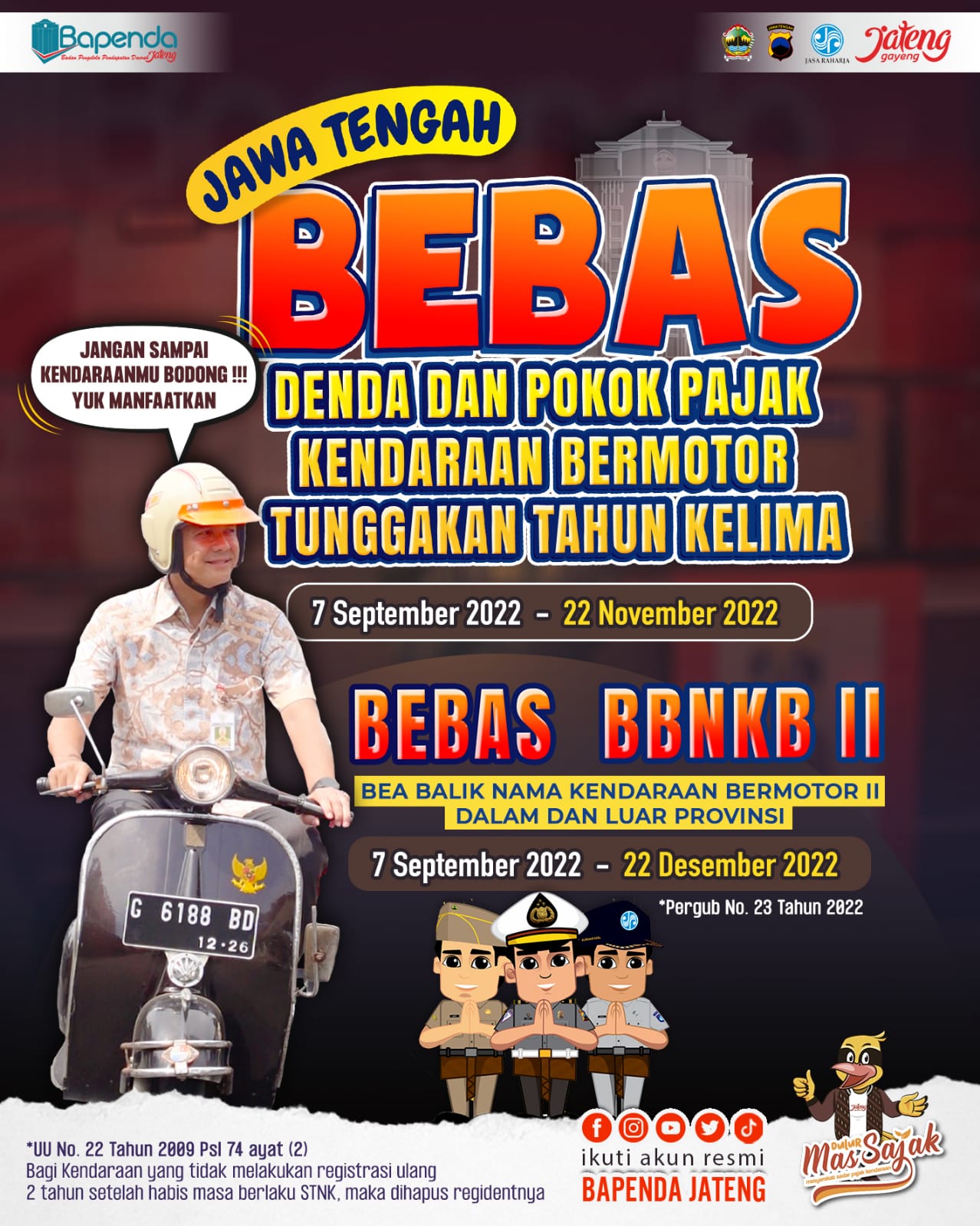 Pembebasan Denda dan Bea Balik Nama Kendaraan Bermotor di Jateng