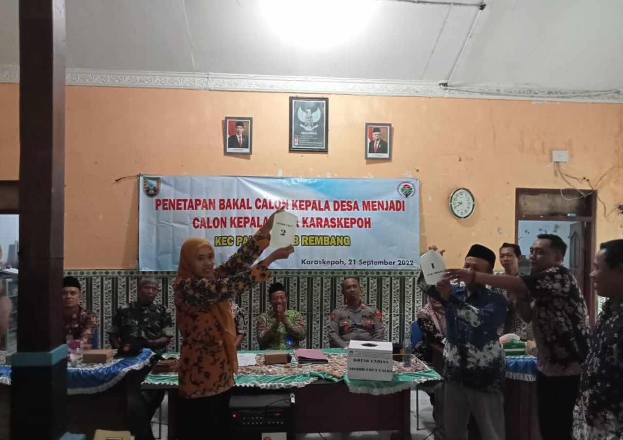 Pengundian Nomor Urut Calon Kades Karas Kepoh Rembang