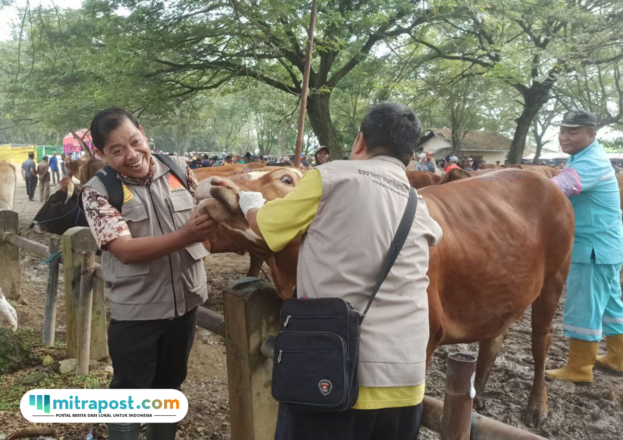 Foto : Tim Dispertan Pati melakukan pemeriksaan Hewan di Pasar Wagenan Kecamatan Margorejo Pati. (Sumber. palevioletred-jellyfish-458835.hostingersite.com/ Dispertan Kabupaten Pati)
