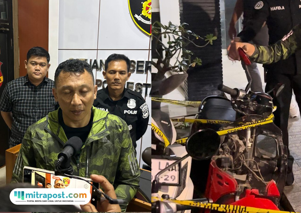 Foto: Kasat Reskrim Polresta Pati, AKP Heri Dwi Utomo saat diwawancara oleh awak media (palevioletred-jellyfish-458835.hostingersite.com/ Polresta Pati)