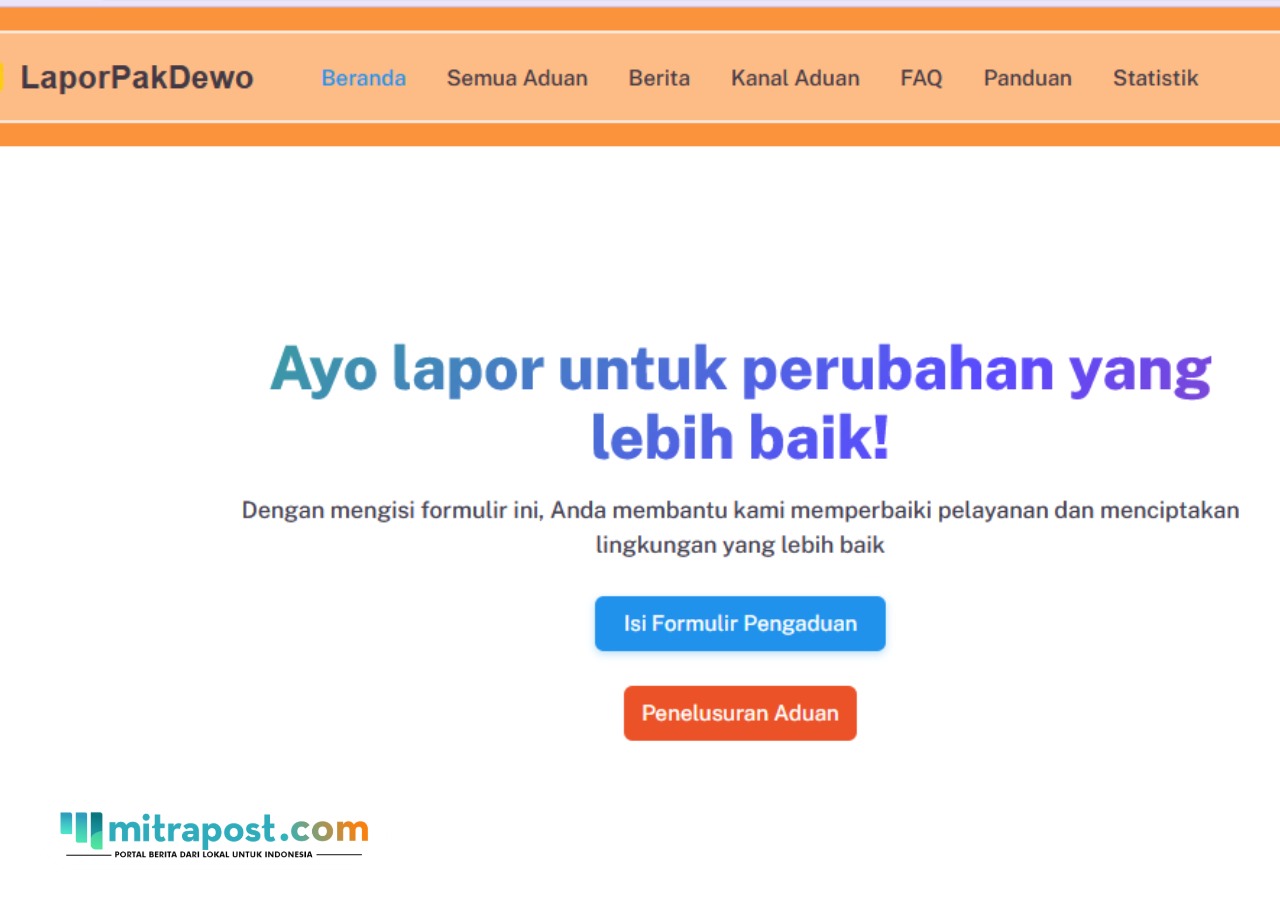 Foto: tangkapan layar di dalam kanal LaporPakDewo (palevioletred-jellyfish-458835.hostingersite.com/ Kafi)