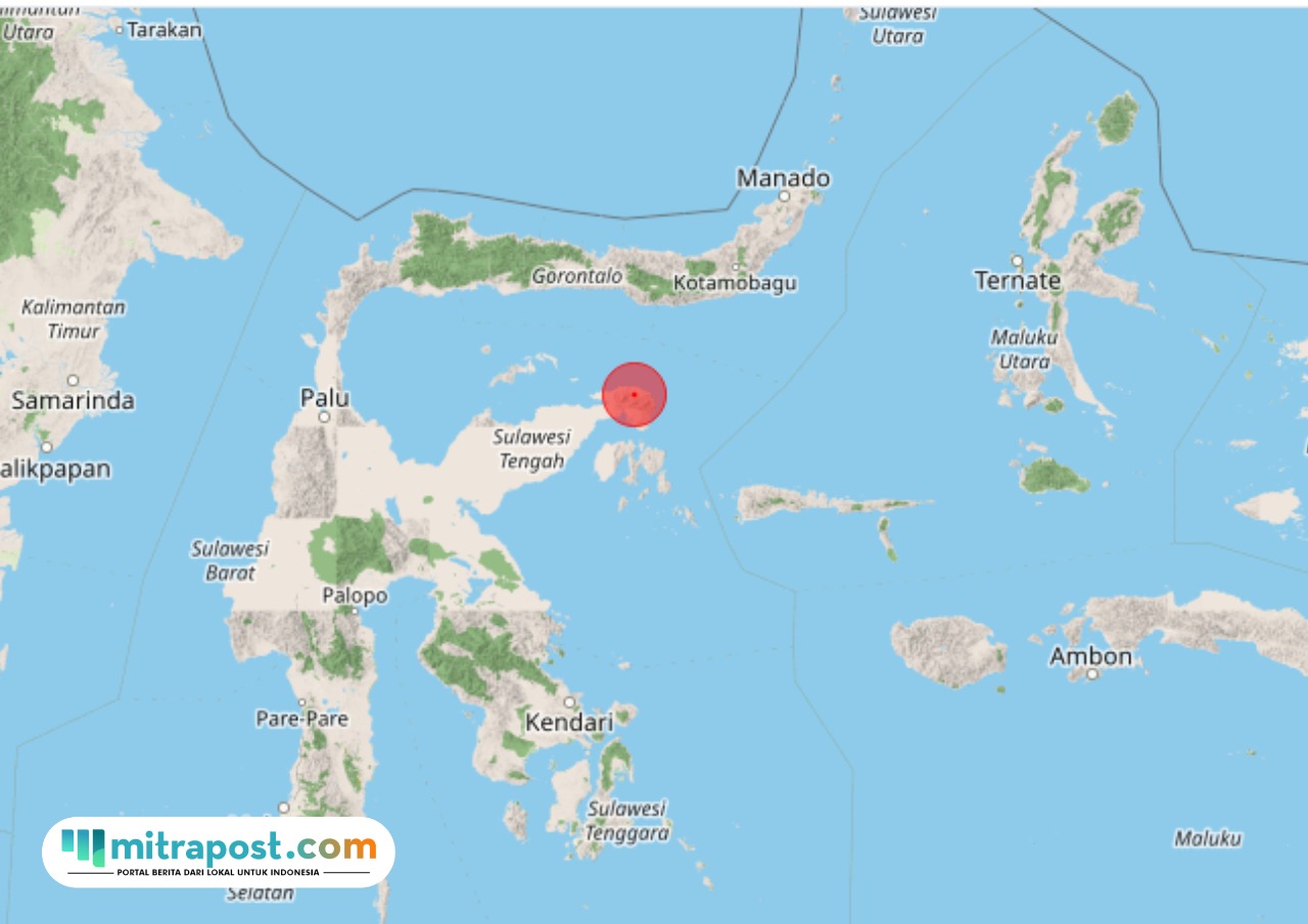 Lokasi titik gempa bumi Kabupaten Banggai Kepulauan, Sulsel/BMKG