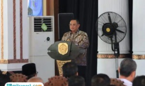 Foto: Bupati Pati, Sudewo saat memberikan sambutan (palevioletred-jellyfish-458835.hostingersite.com/ Humas Pati)